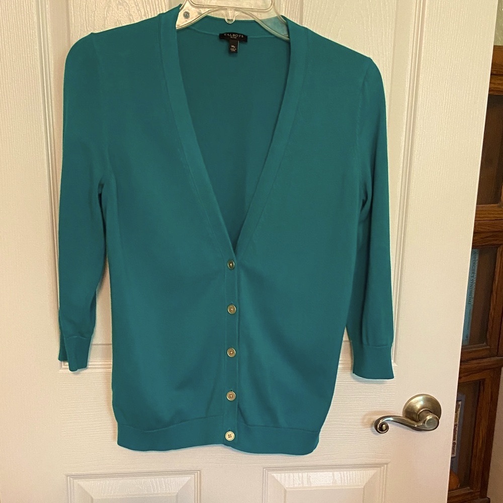 Talbots Green Button-Up Cardigan